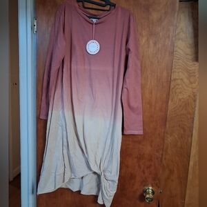 Umgee Ombre Maxi Dress in Pink and Beige